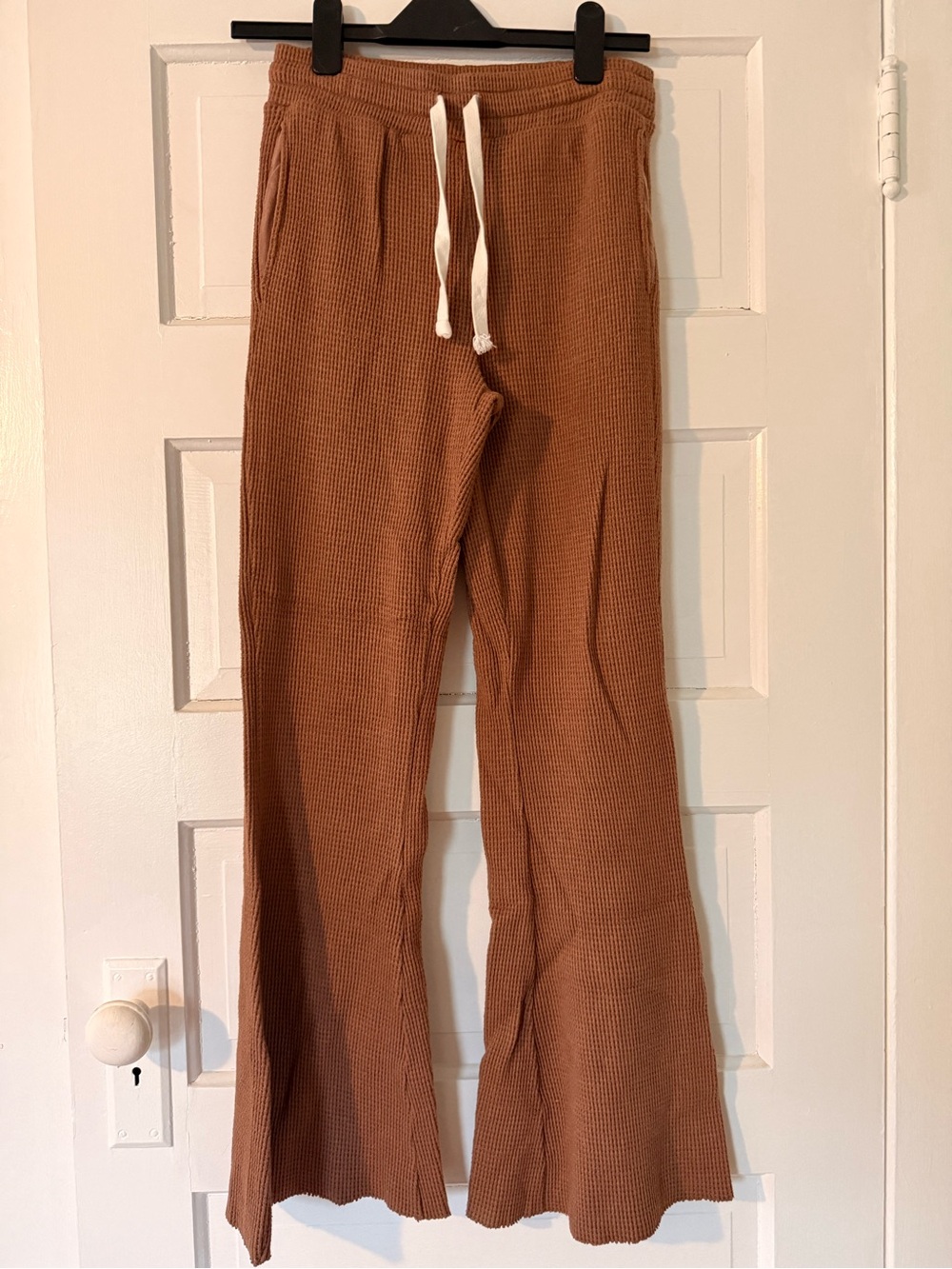 AE Waffle Knit Drawstring Lounge Pants - Rust Brown